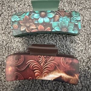 Floral and Patterned Hair Clips large 2pk